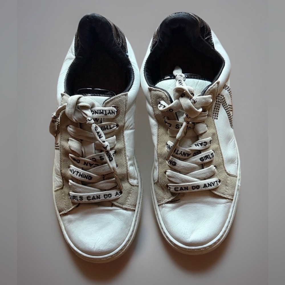 Zadig & Voltaire ZV1747 Flash Studs Leather Sneakers White EU 38 US 7.5
